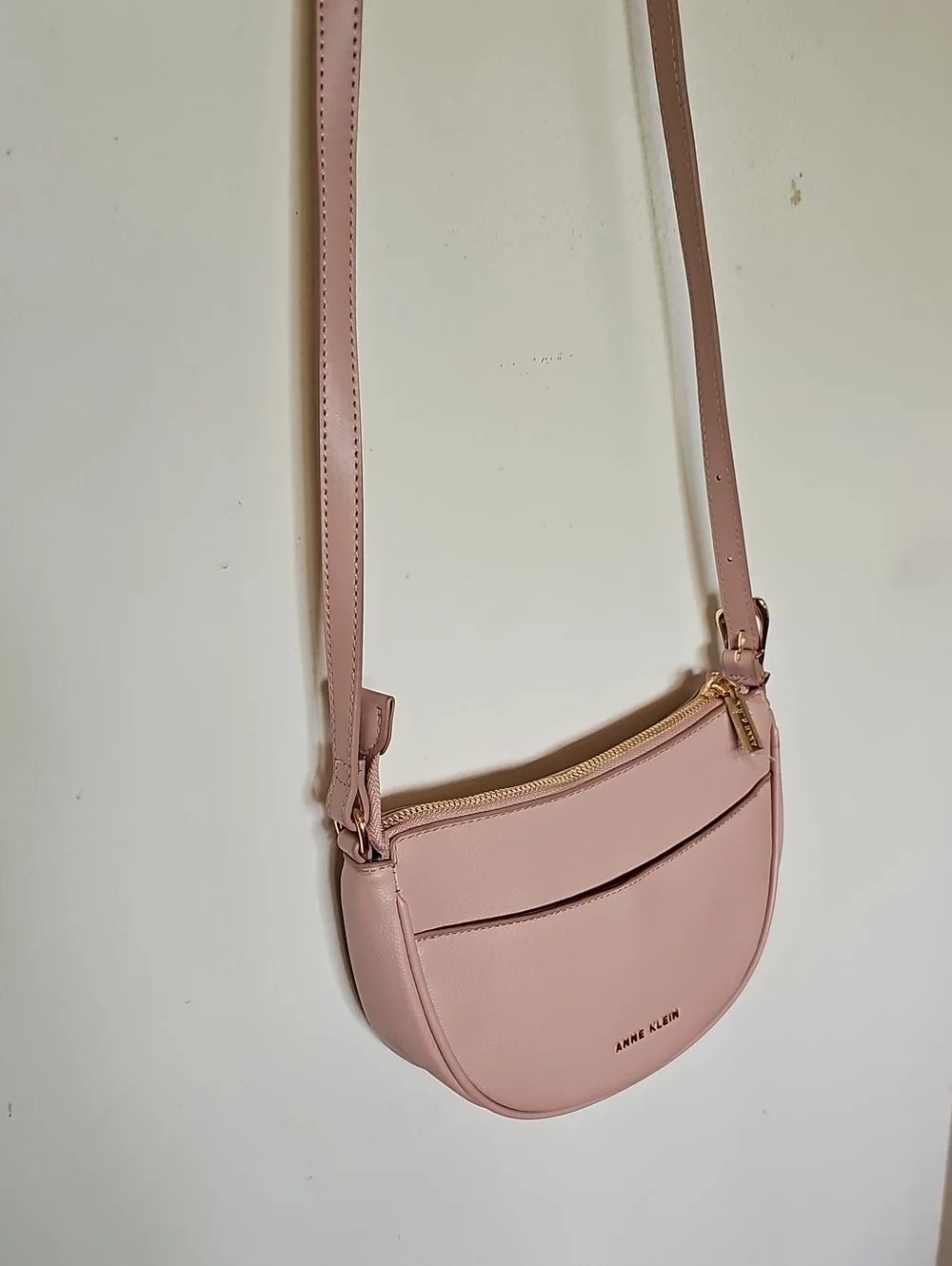Anne Klein Rose Pink Crossbody Saddle Bag